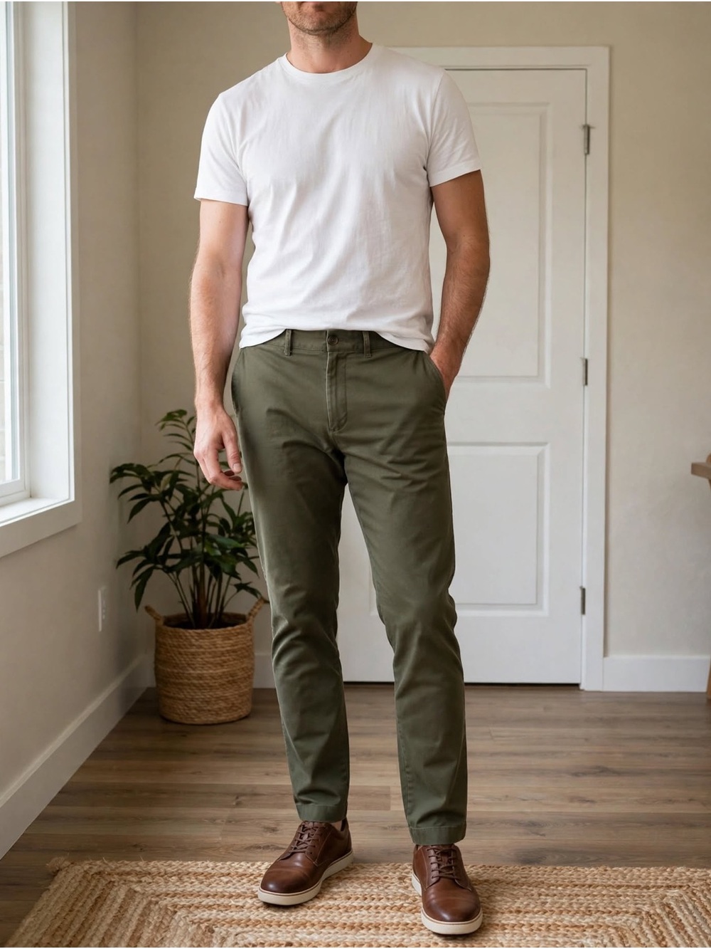 J. Crew Olive Men's Chinos - Flex Straight Fit